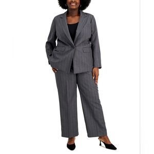 Le Suit Plus Size Straight-Leg Pantsuit Charcoal 22W